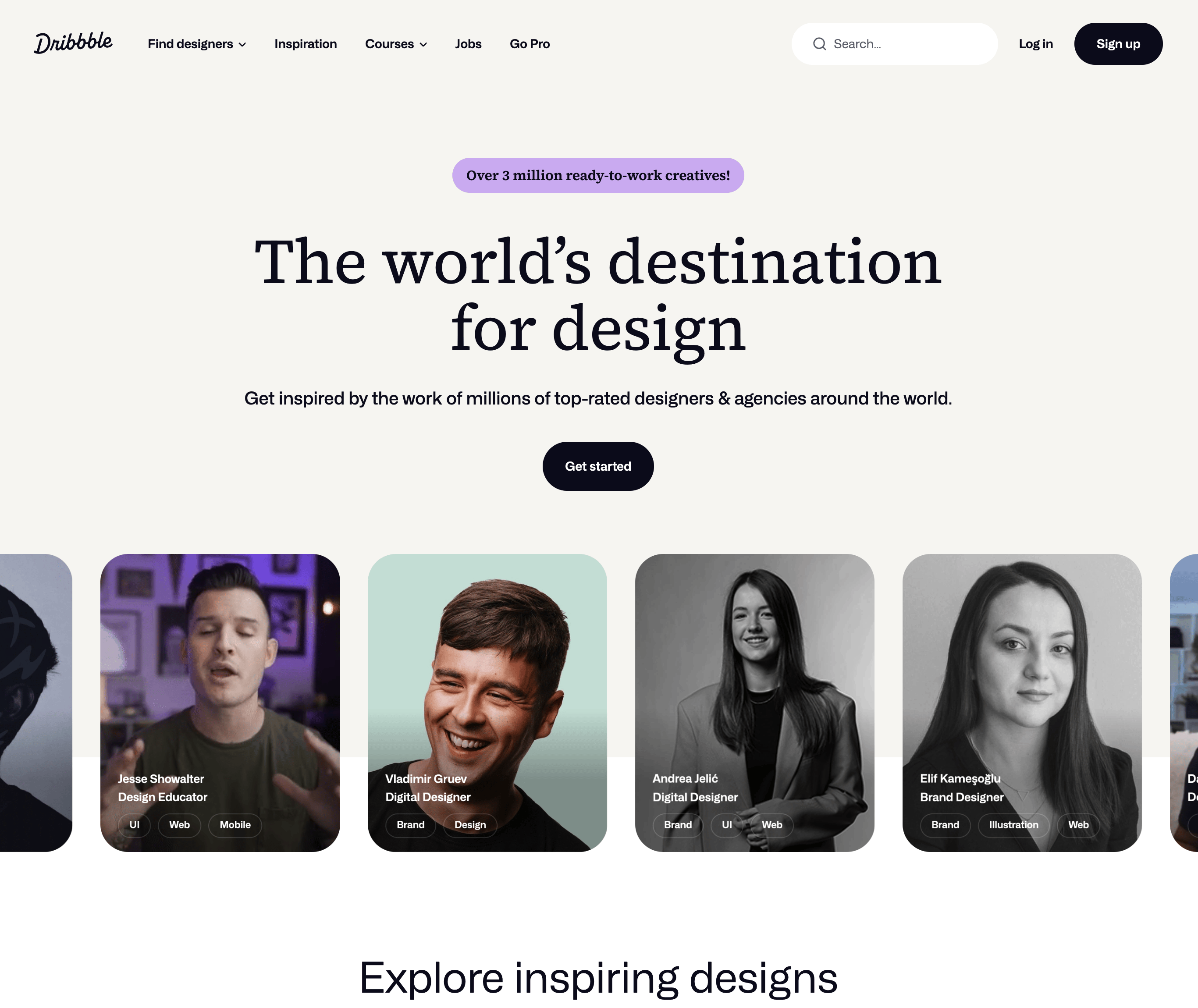 Dribbble home page